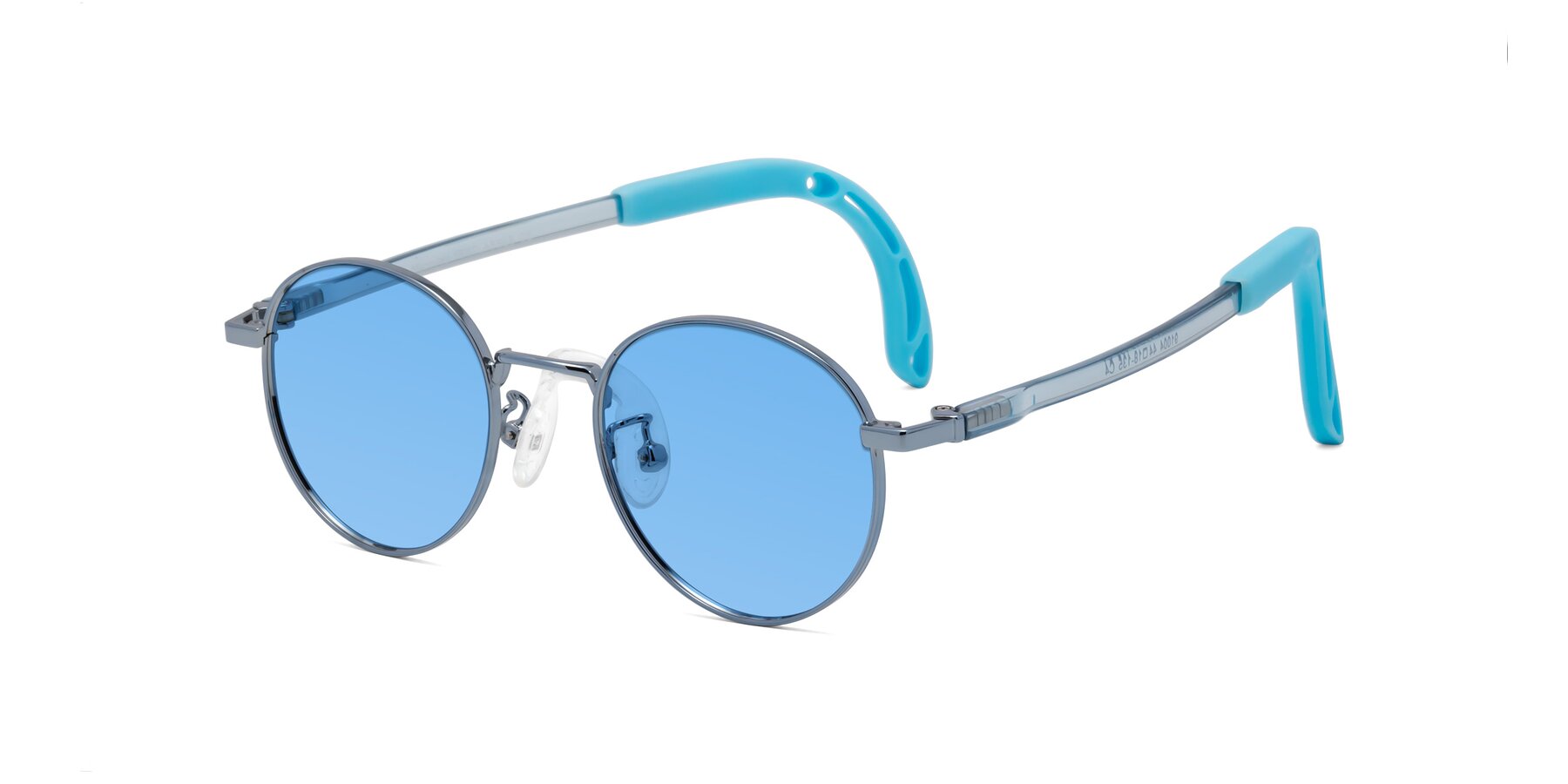 Angle of Macaulay in Pilot Blue with Medium Blue Tinted Lenses