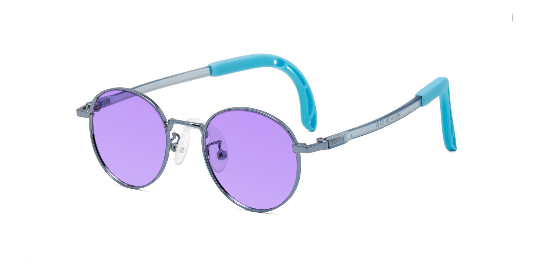 Angle of Macaulay in Pilot Blue with Medium Purple Tinted Lenses