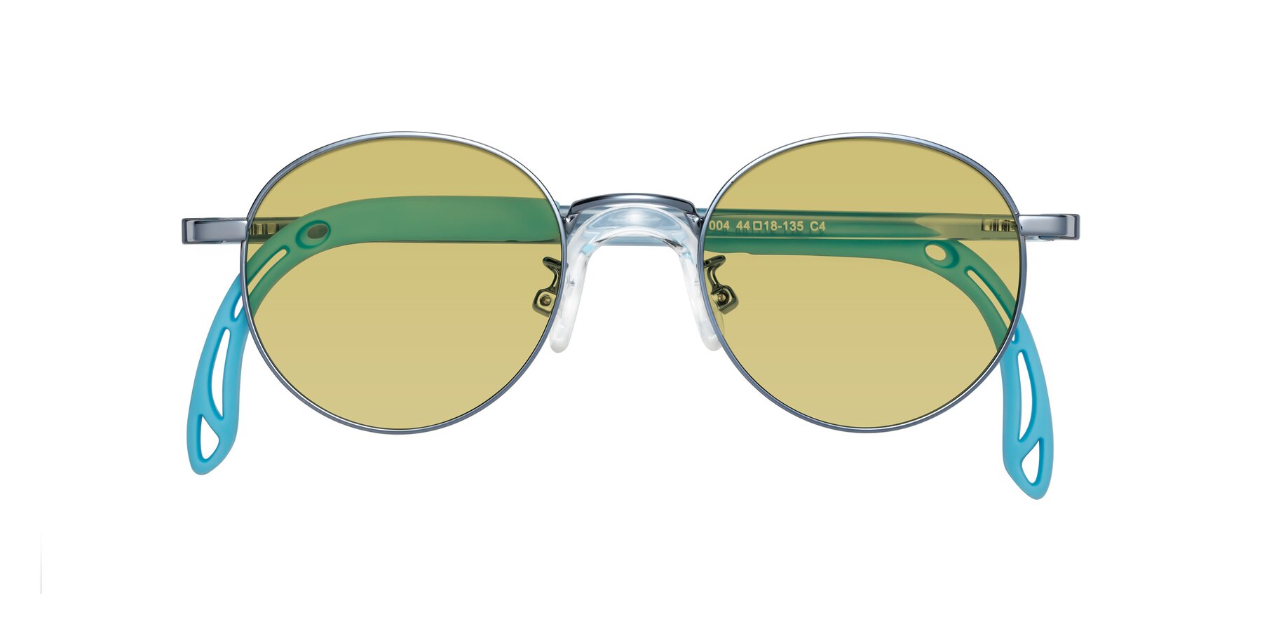 Folded Front of Macaulay in Pilot Blue with Medium Champagne Tinted Lenses