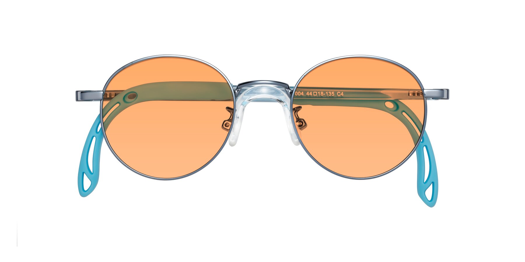 Folded Front of Macaulay in Pilot Blue with Medium Orange Tinted Lenses