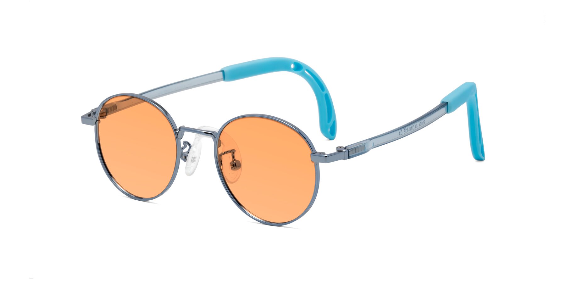 Angle of Macaulay in Pilot Blue with Medium Orange Tinted Lenses