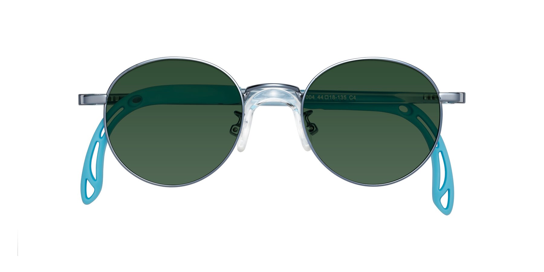 Folded Front of Macaulay in Pilot Blue with Green Tinted Lenses