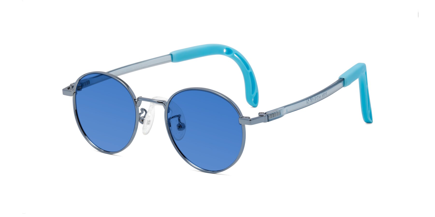 Angle of Macaulay in Pilot Blue with Blue Tinted Lenses