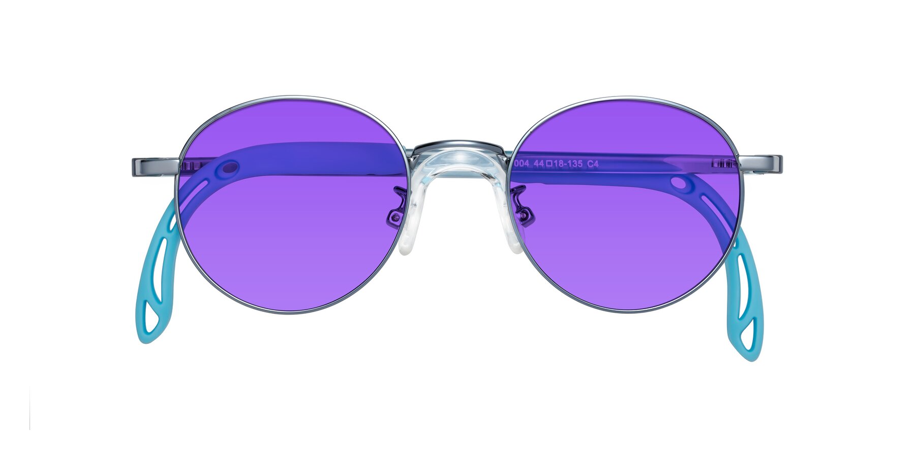 Folded Front of Macaulay in Pilot Blue with Purple Tinted Lenses