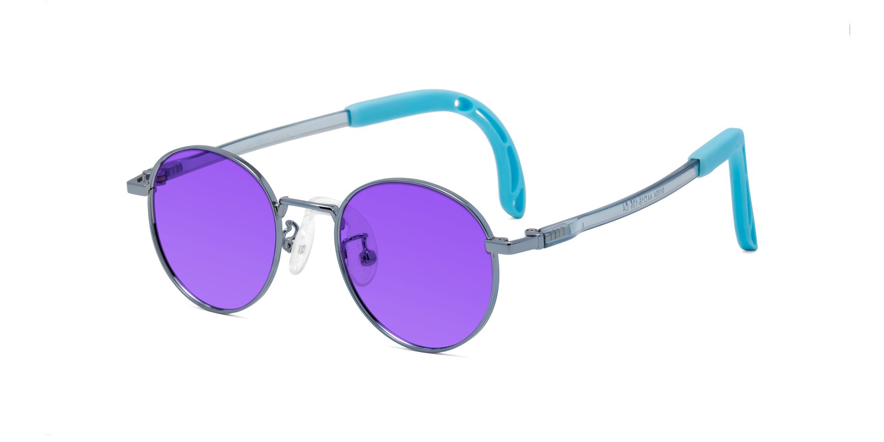 Angle of Macaulay in Pilot Blue with Purple Tinted Lenses