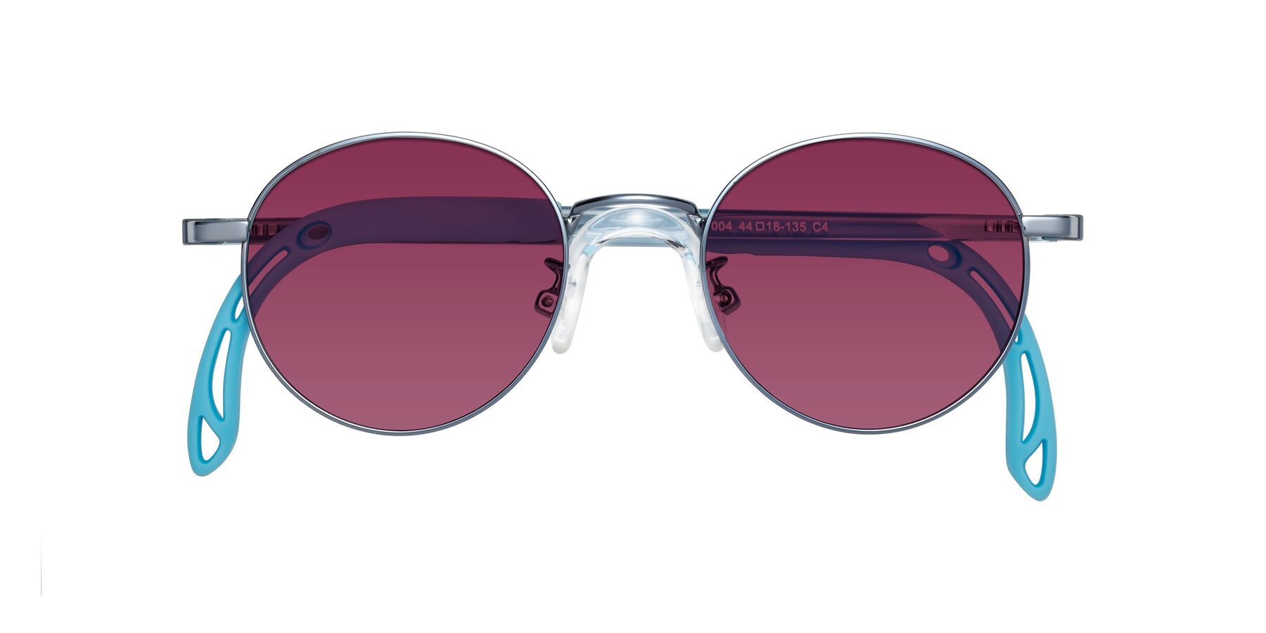 Folded Front of Macaulay in Pilot Blue with Wine Tinted Lenses