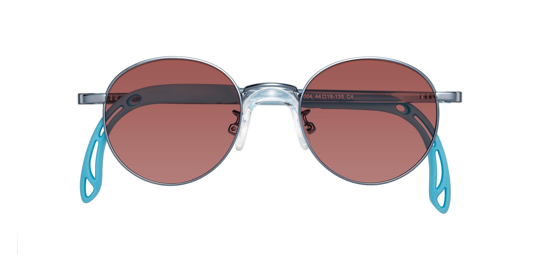 Folded Front of Macaulay in Pilot Blue with Garnet Tinted Lenses