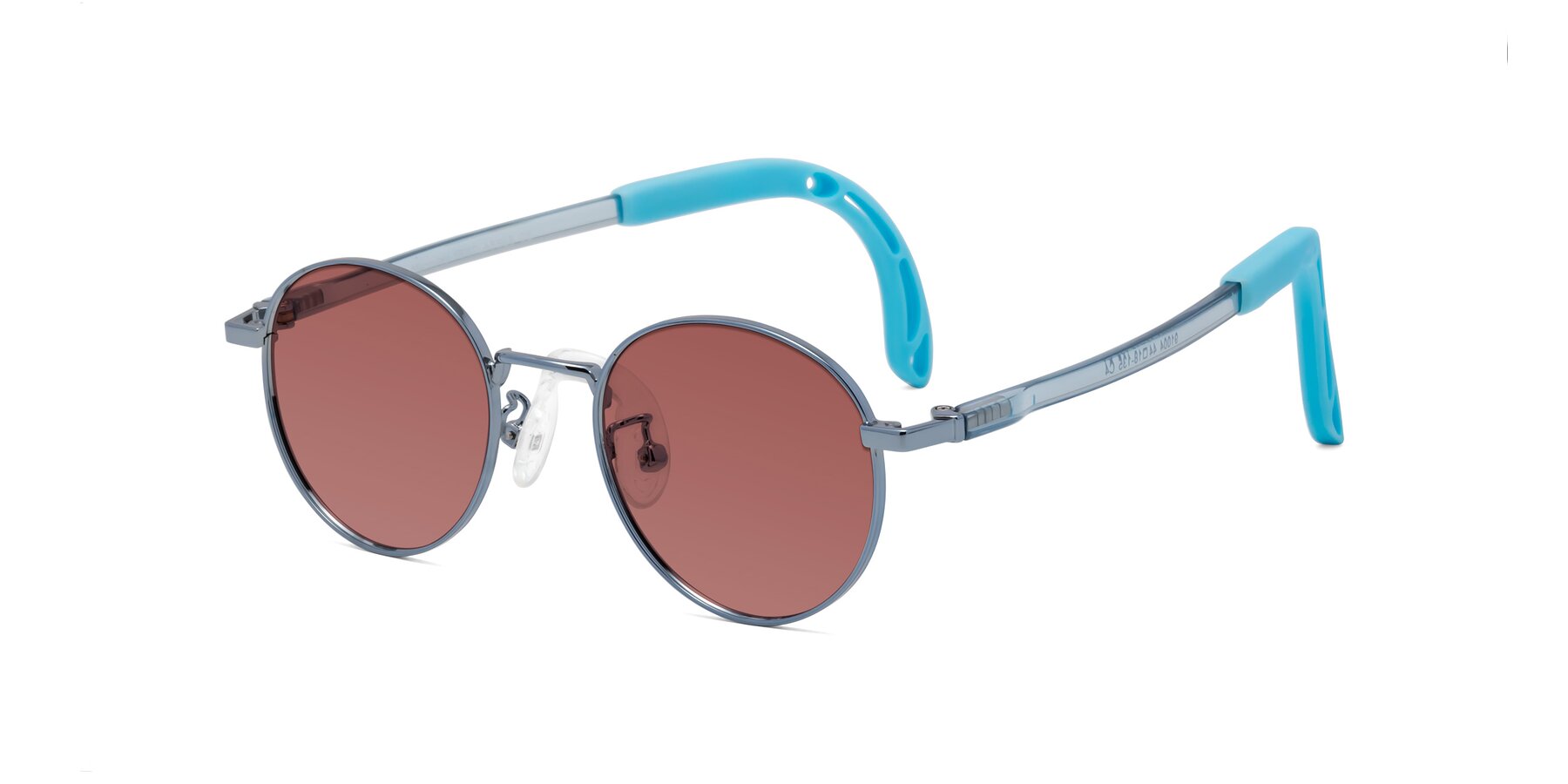 Angle of Macaulay in Pilot Blue with Garnet Tinted Lenses