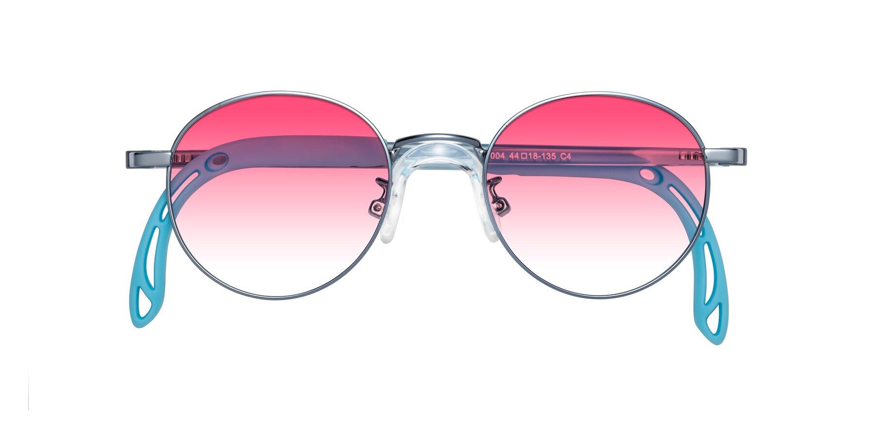 Folded Front of Macaulay in Pilot Blue with Pink Gradient Lenses