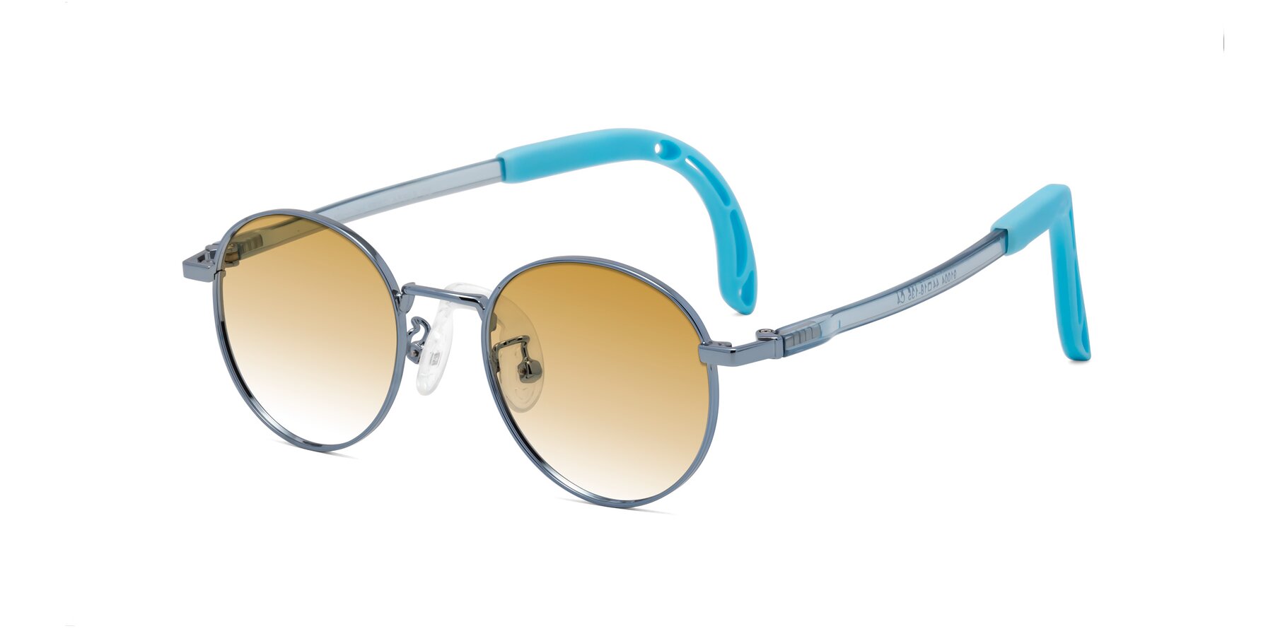 Angle of Macaulay in Pilot Blue with Champagne Gradient Lenses