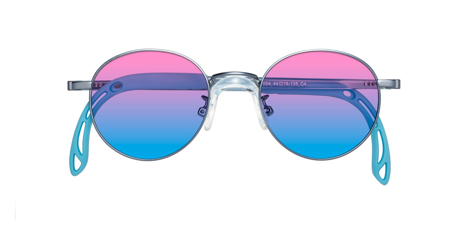 Folded Front of Macaulay in Pilot Blue with Pink / Blue Gradient Lenses