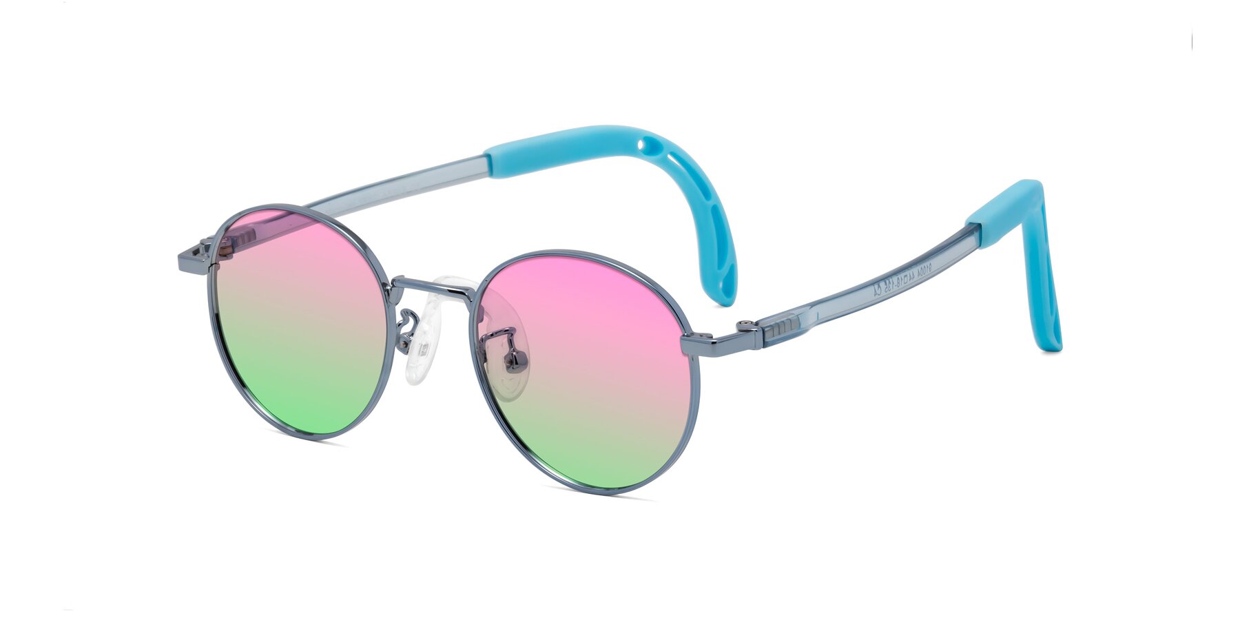 Angle of Macaulay in Pilot Blue with Pink / Green Gradient Lenses