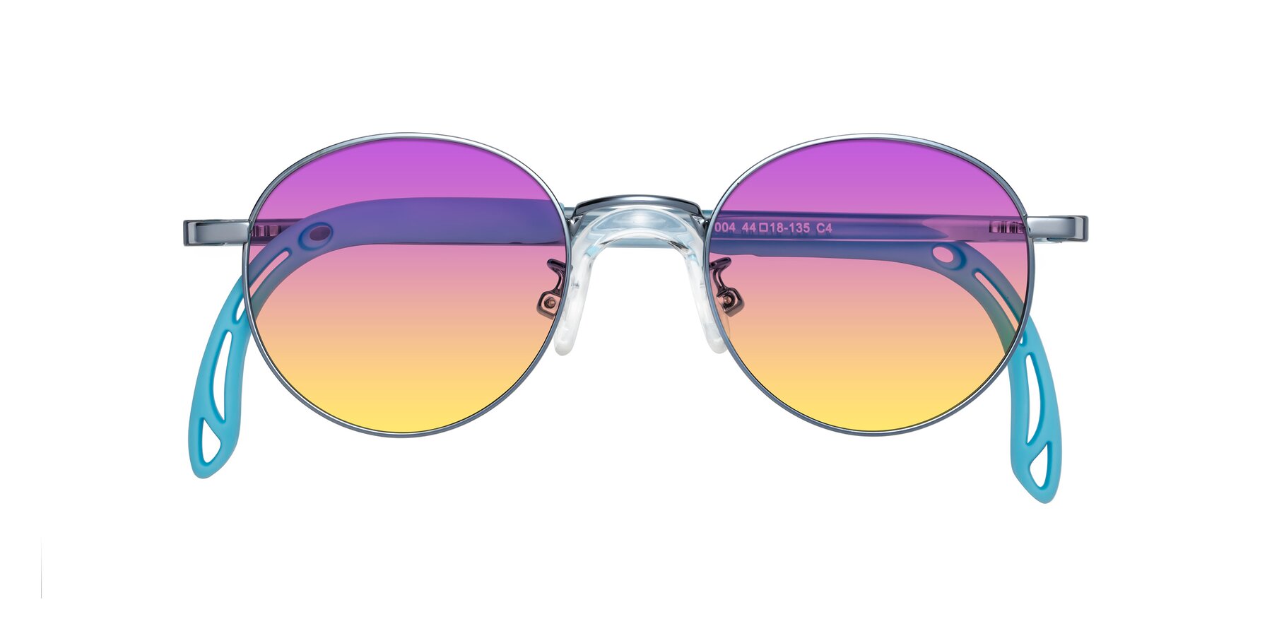 Folded Front of Macaulay in Pilot Blue with Purple / Yellow Gradient Lenses