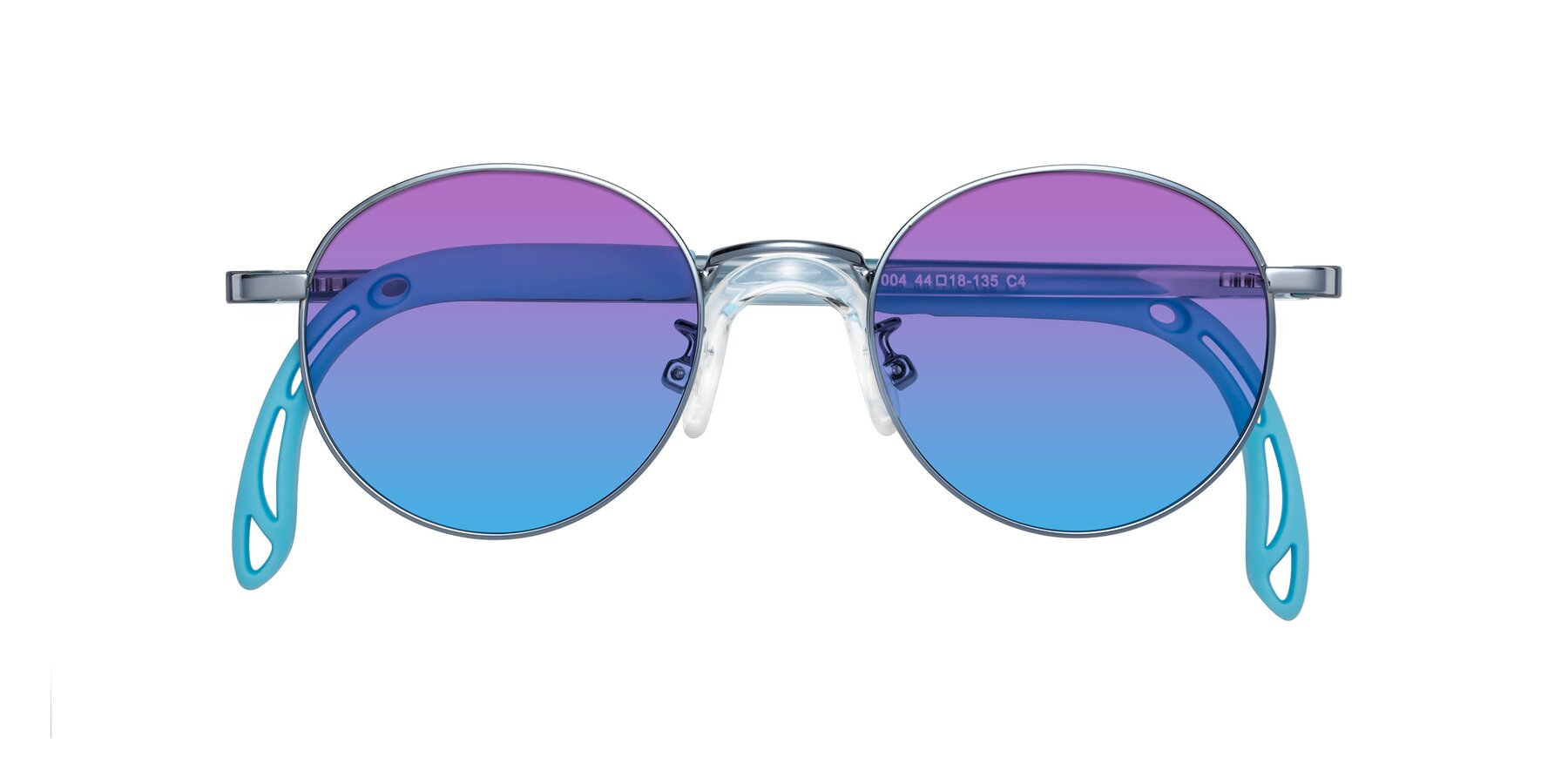 Folded Front of Macaulay in Pilot Blue with Purple / Blue Gradient Lenses