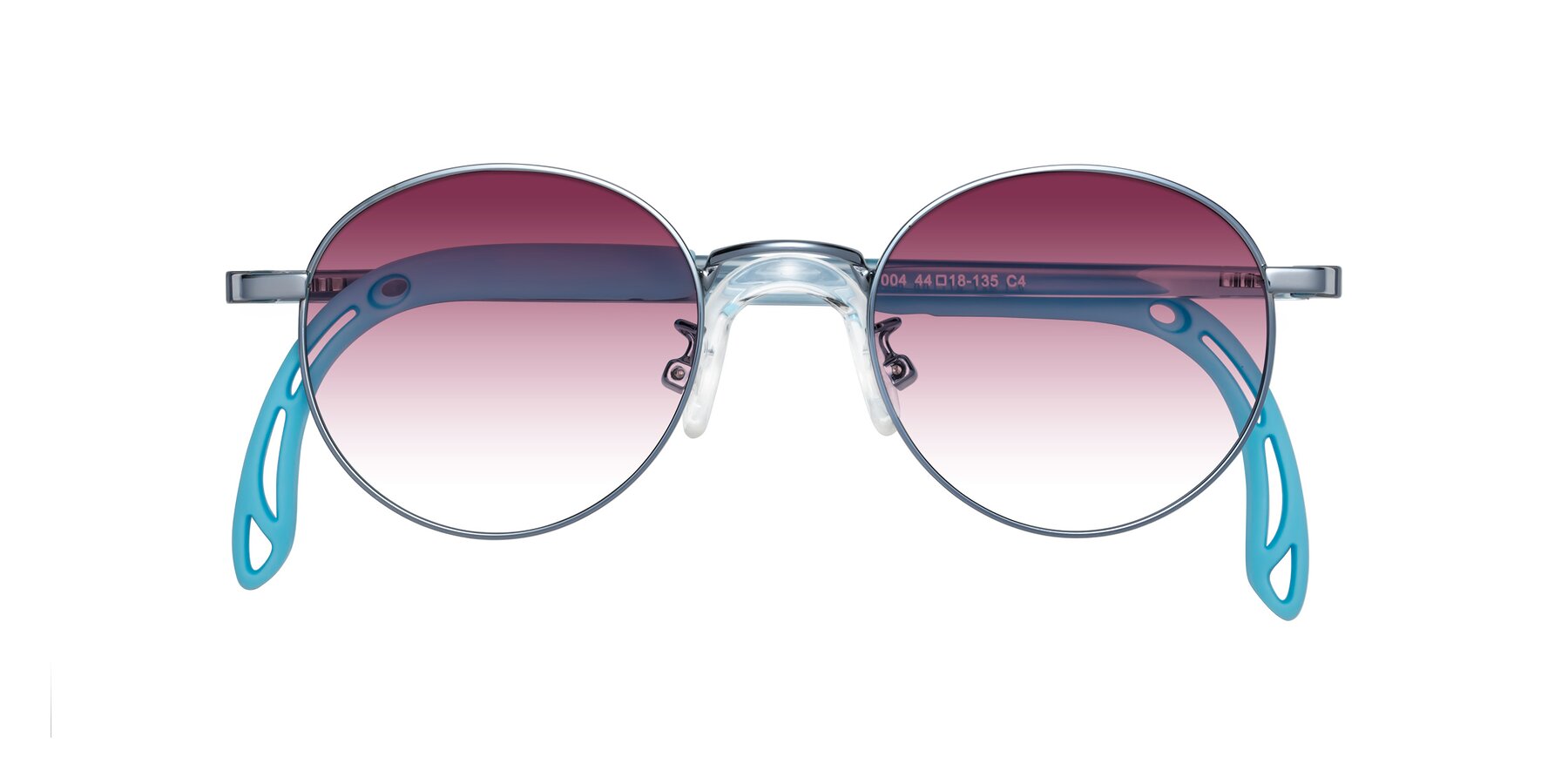 Folded Front of Macaulay in Pilot Blue with Wine Gradient Lenses