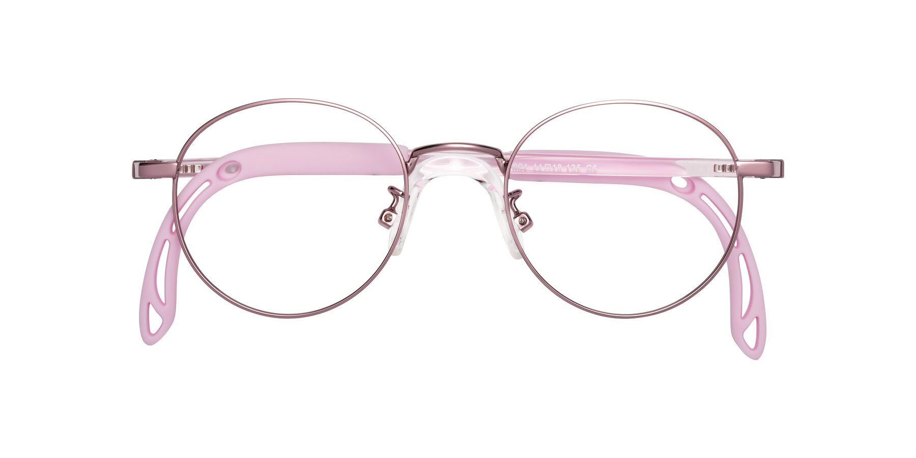 Folded Front of Macaulay in Artist Pink with Clear Eyeglass Lenses