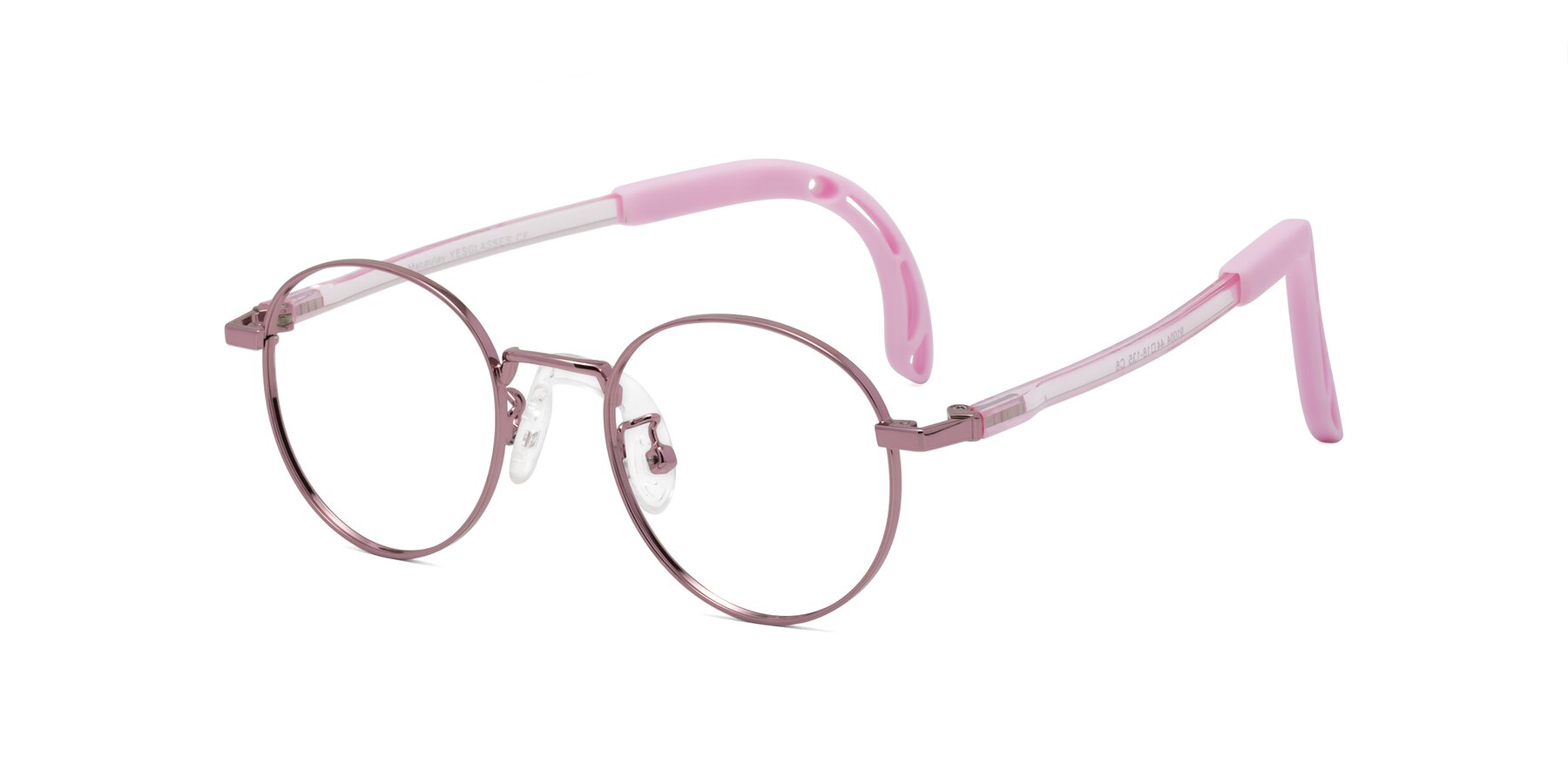 Angle of Macaulay in Artist Pink with Clear Eyeglass Lenses