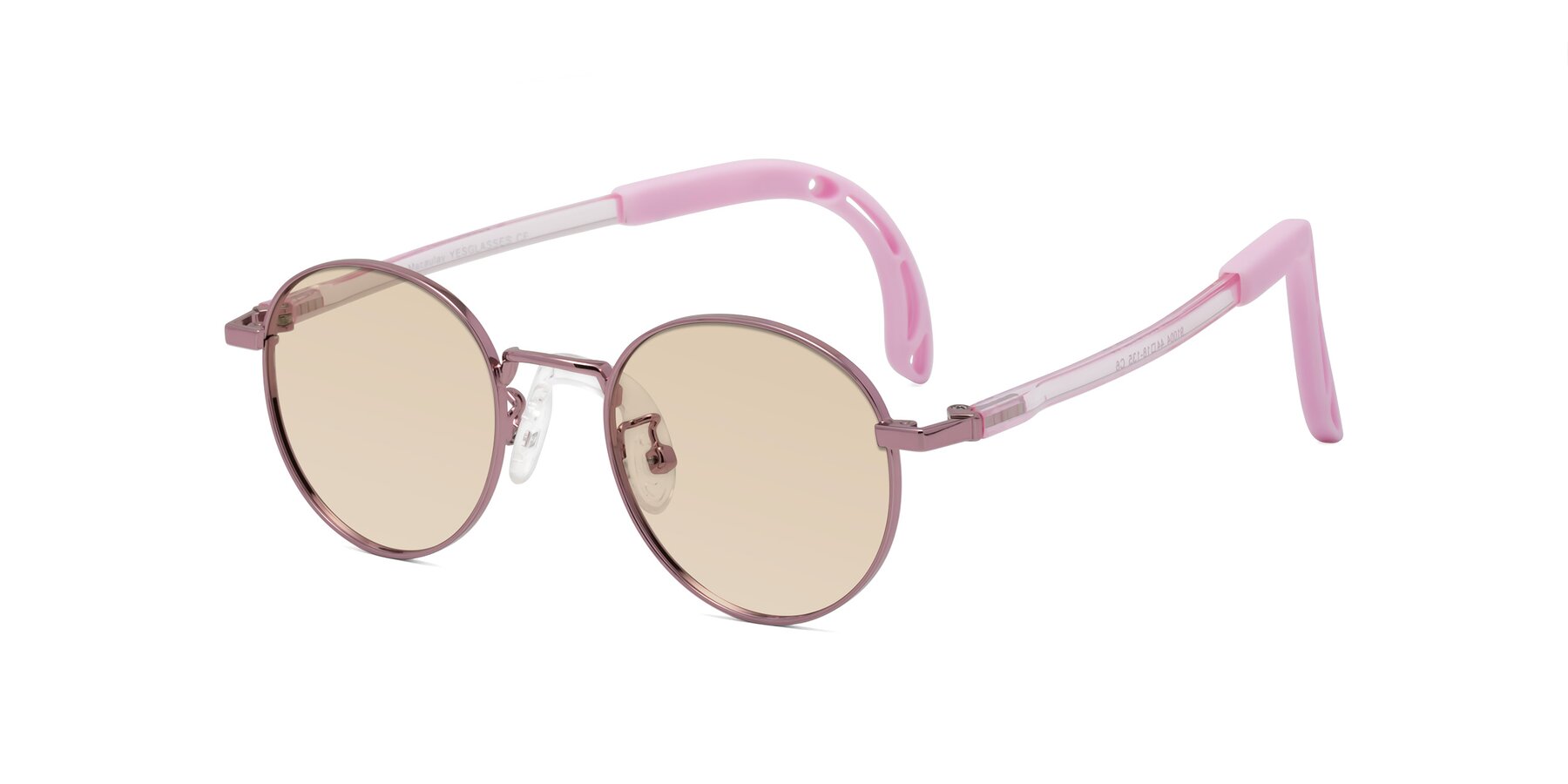 Angle of Macaulay in Artist Pink with Light Brown Tinted Lenses