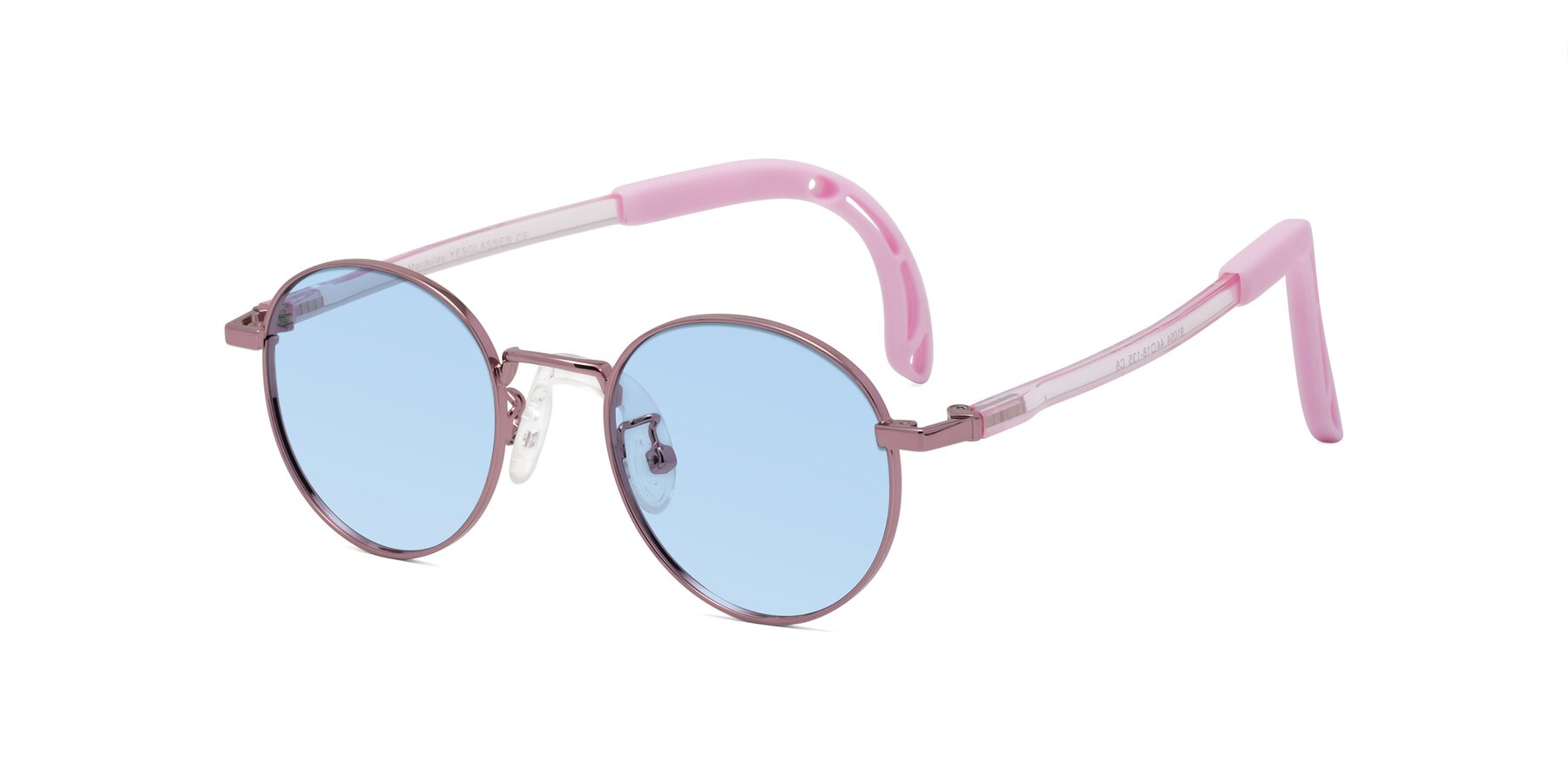 Angle of Macaulay in Artist Pink with Light Blue Tinted Lenses