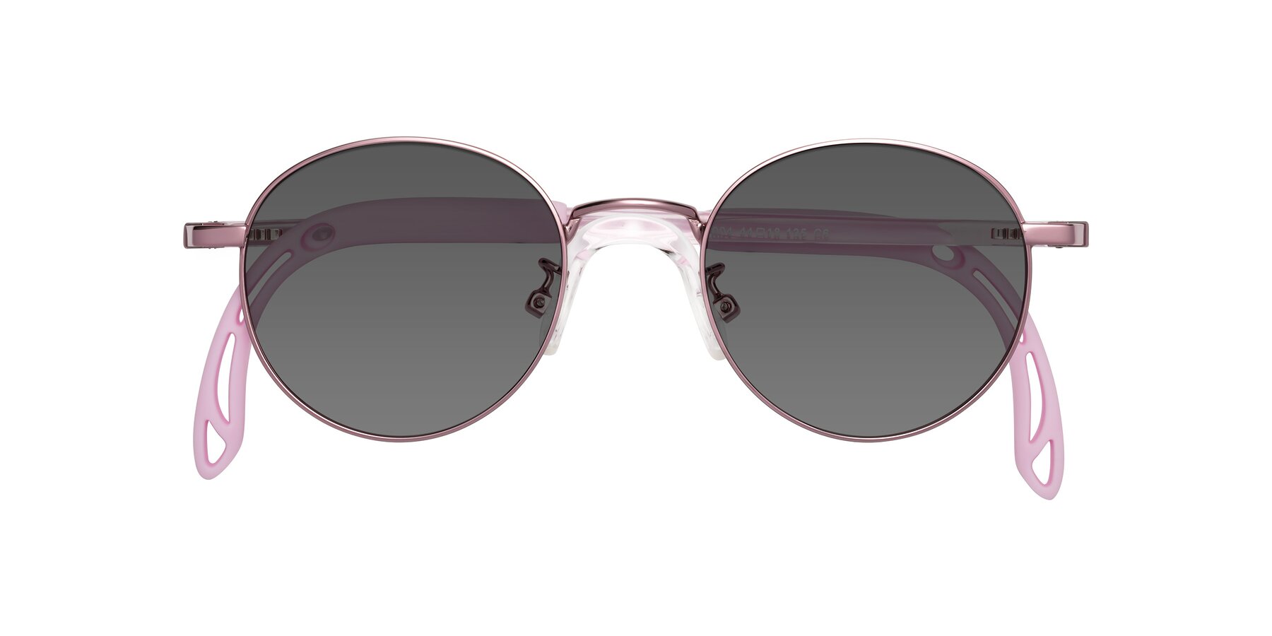 Folded Front of Macaulay in Artist Pink with Medium Gray Tinted Lenses