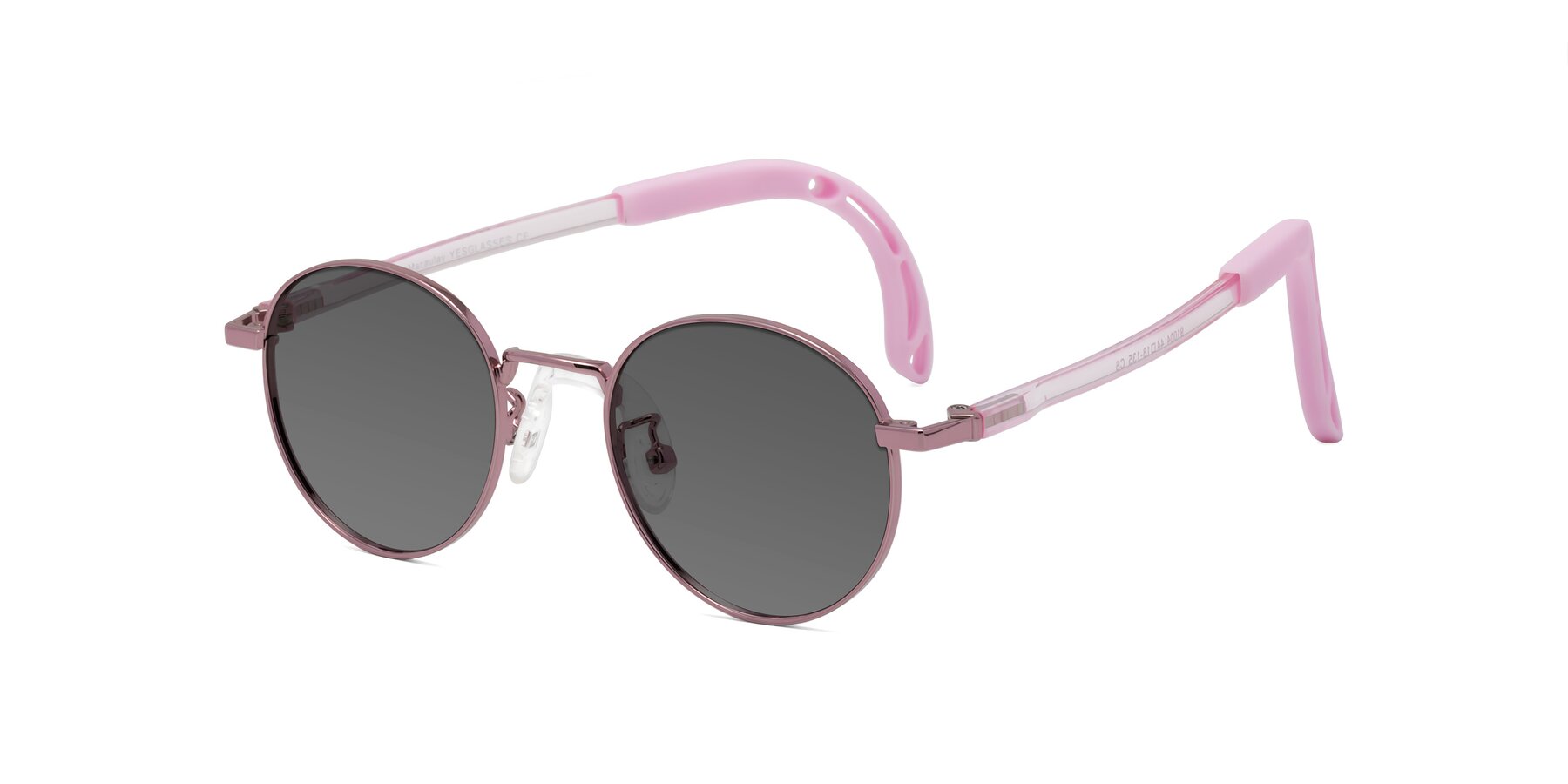 Angle of Macaulay in Artist Pink with Medium Gray Tinted Lenses