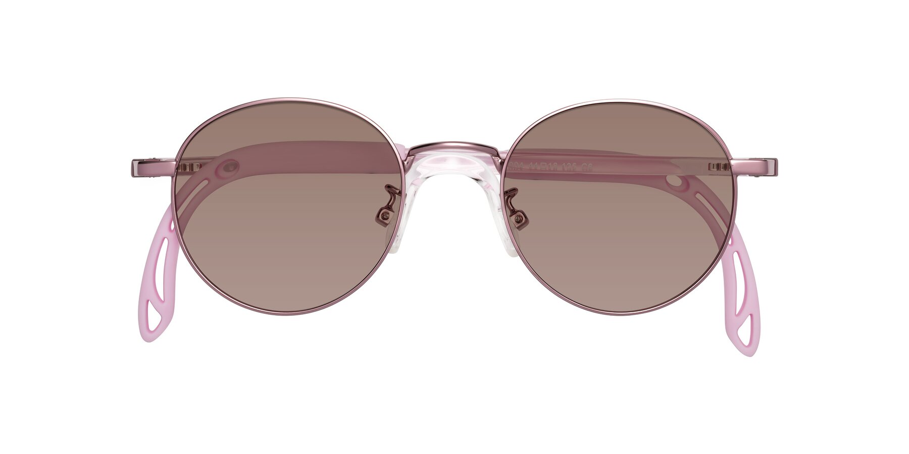 Folded Front of Macaulay in Artist Pink with Medium Brown Tinted Lenses