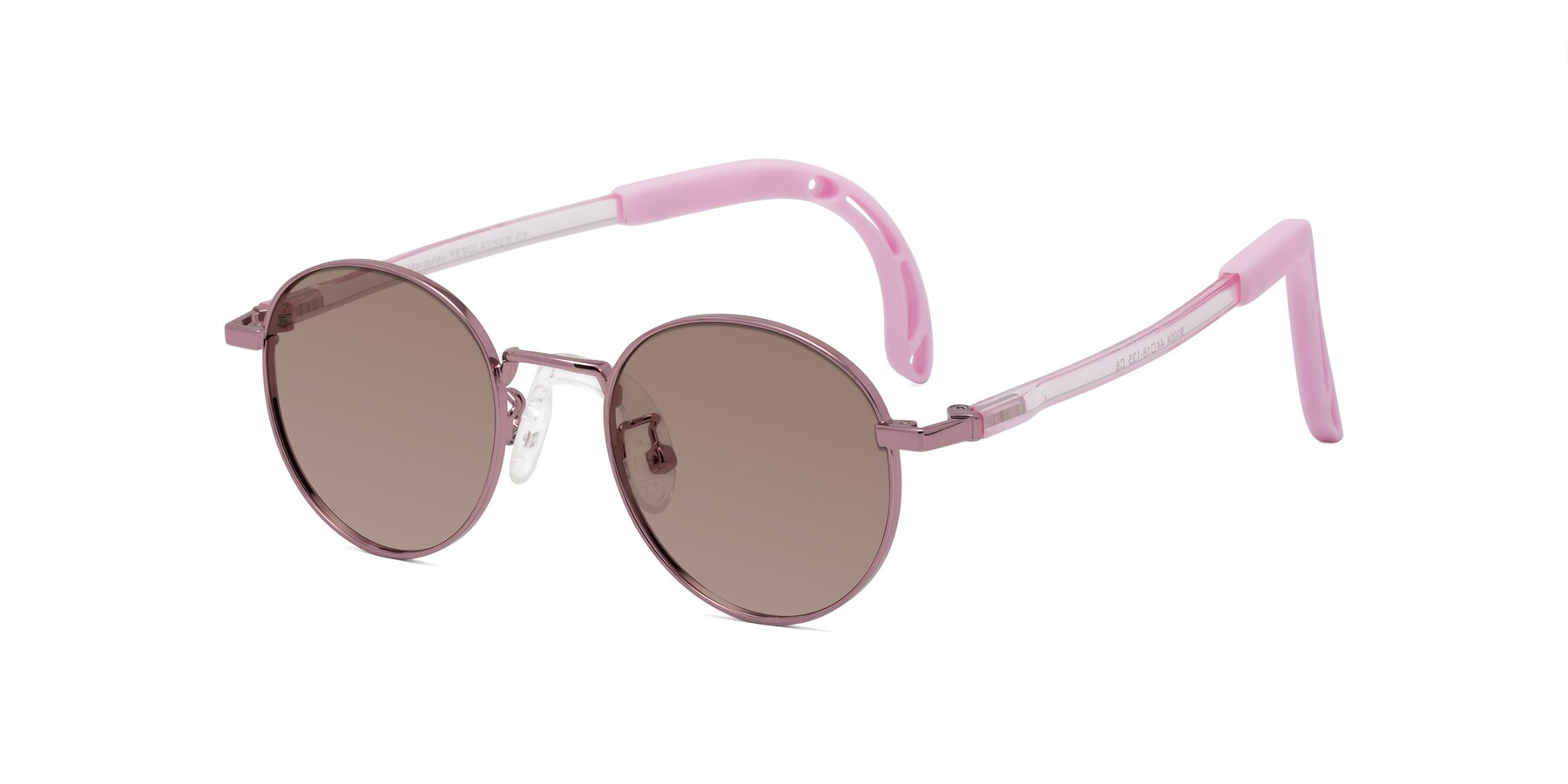 Angle of Macaulay in Artist Pink with Medium Brown Tinted Lenses