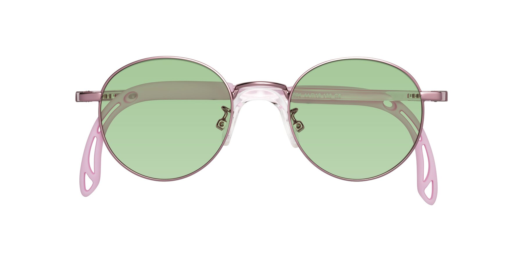 Folded Front of Macaulay in Artist Pink with Medium Green Tinted Lenses