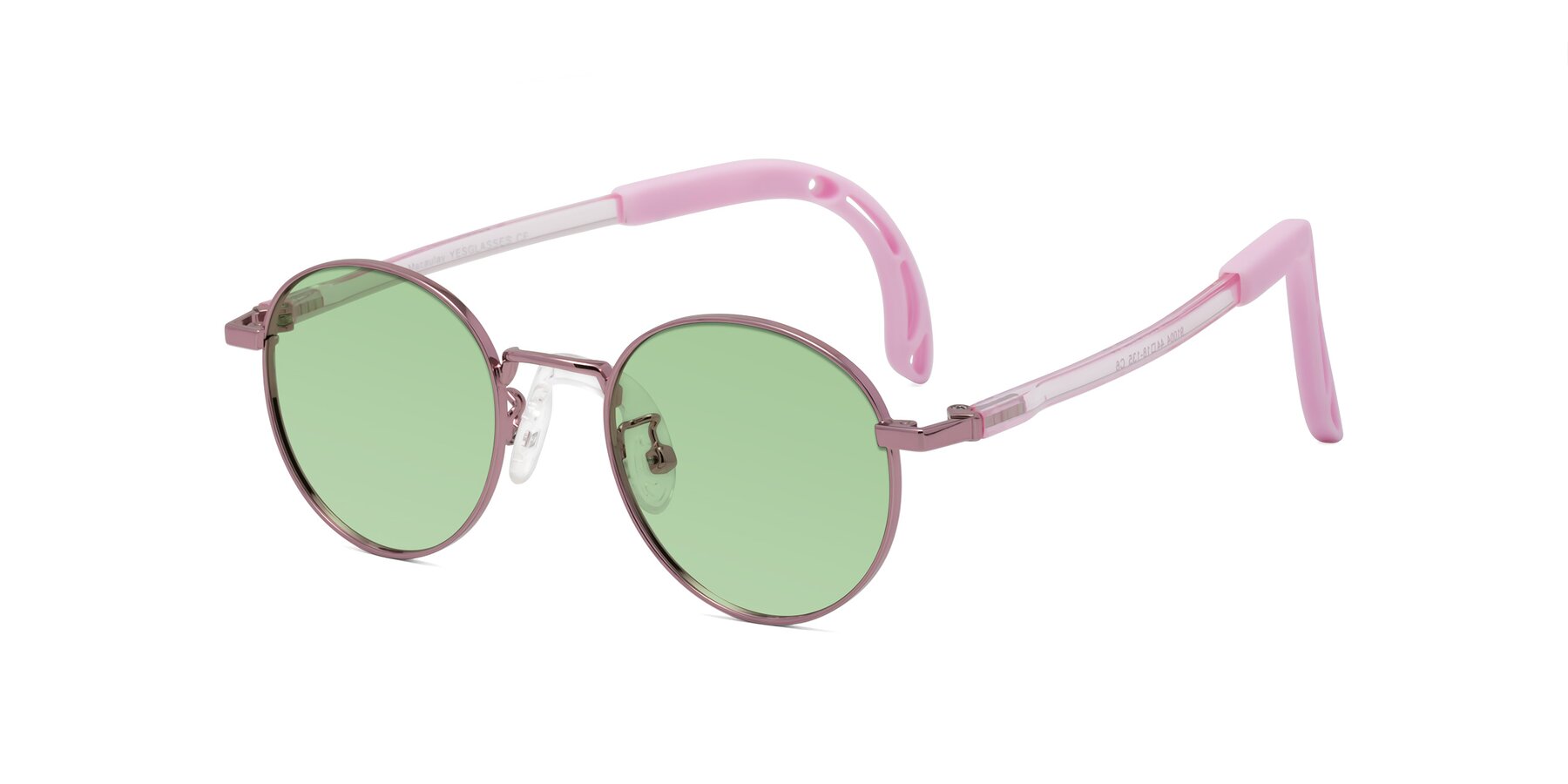 Angle of Macaulay in Artist Pink with Medium Green Tinted Lenses