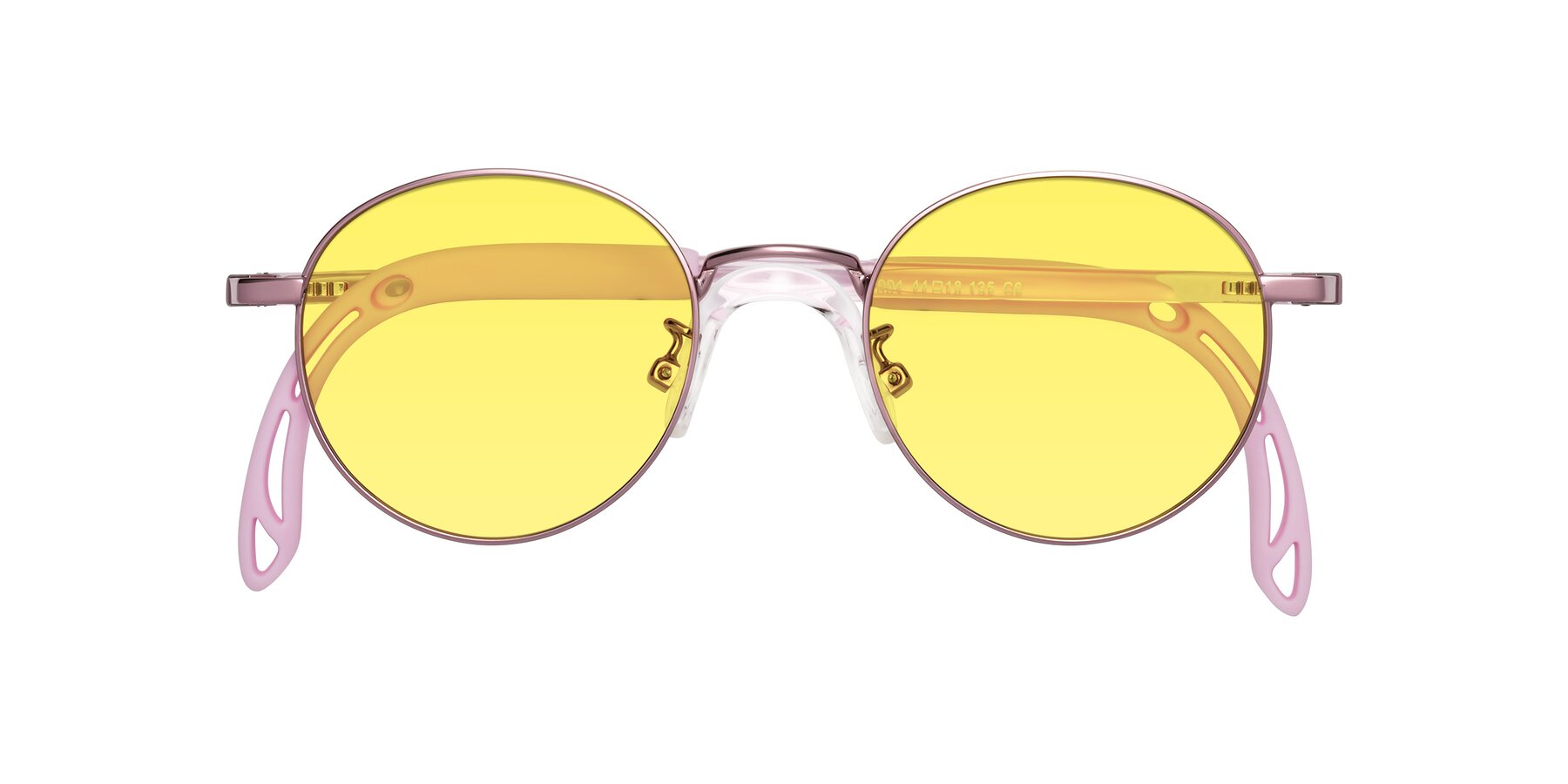 Folded Front of Macaulay in Artist Pink with Medium Yellow Tinted Lenses