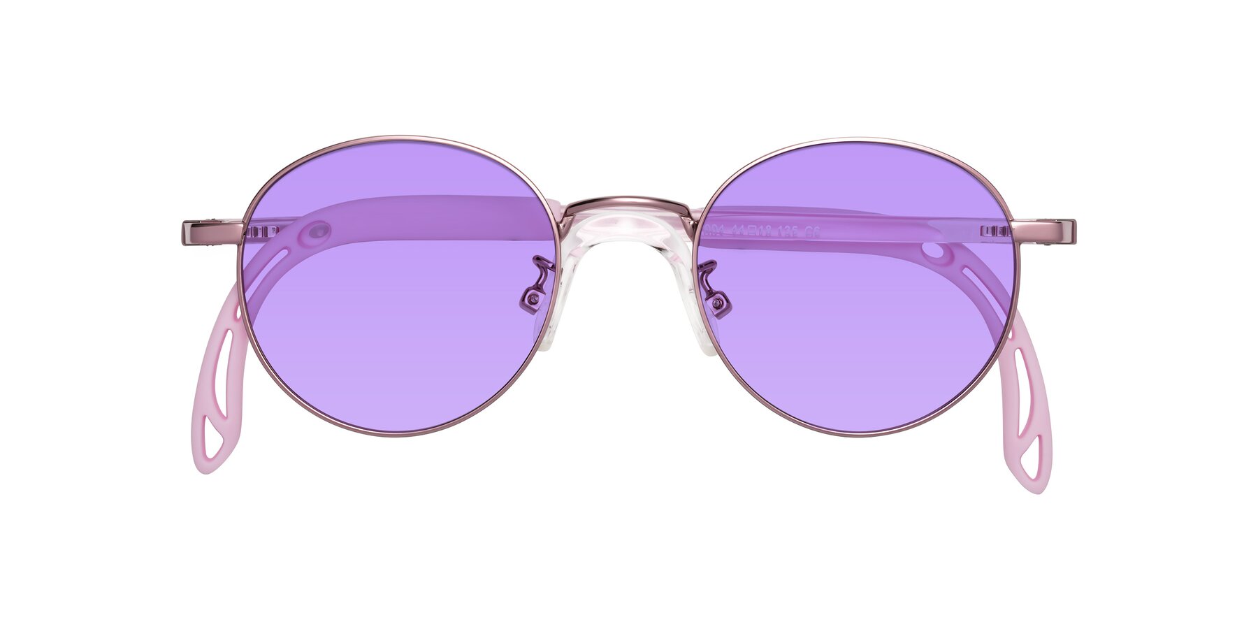 Folded Front of Macaulay in Artist Pink with Medium Purple Tinted Lenses