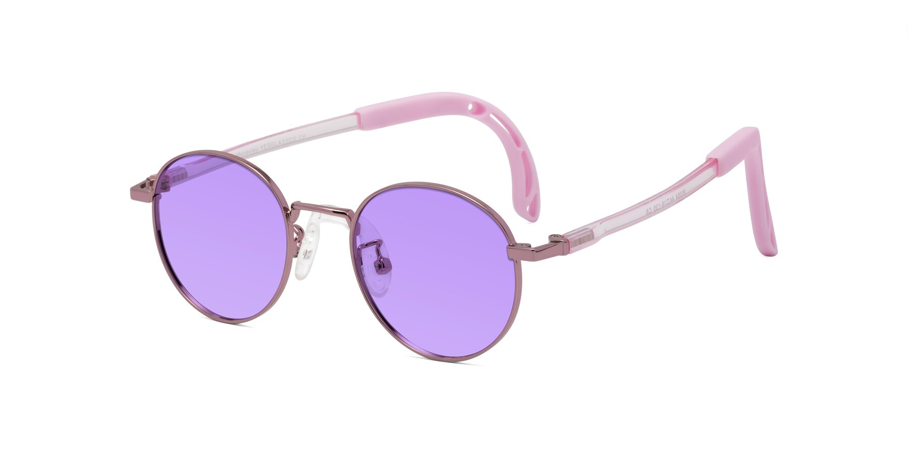 Angle of Macaulay in Artist Pink with Medium Purple Tinted Lenses