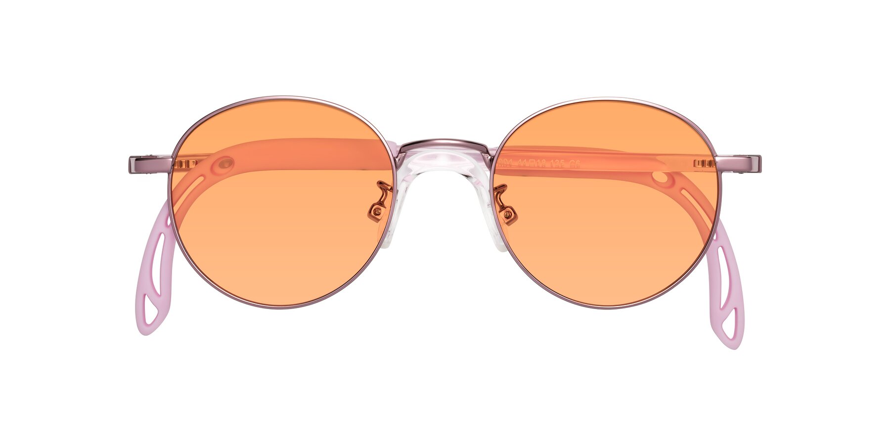 Folded Front of Macaulay in Artist Pink with Medium Orange Tinted Lenses