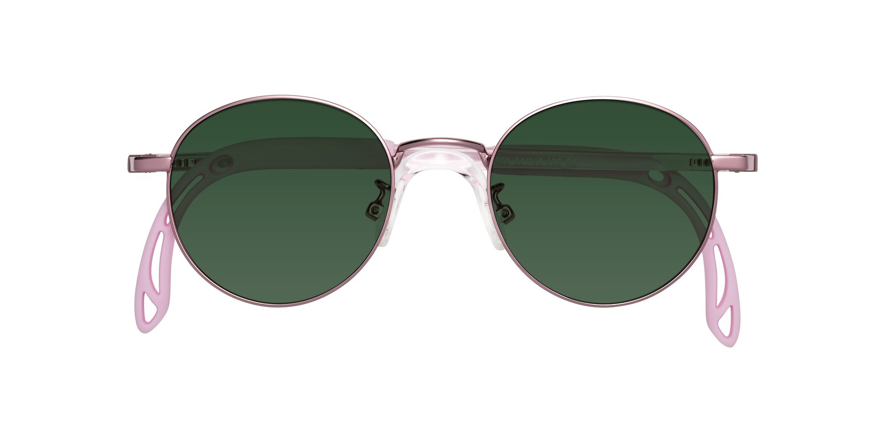 Folded Front of Macaulay in Artist Pink with Green Tinted Lenses