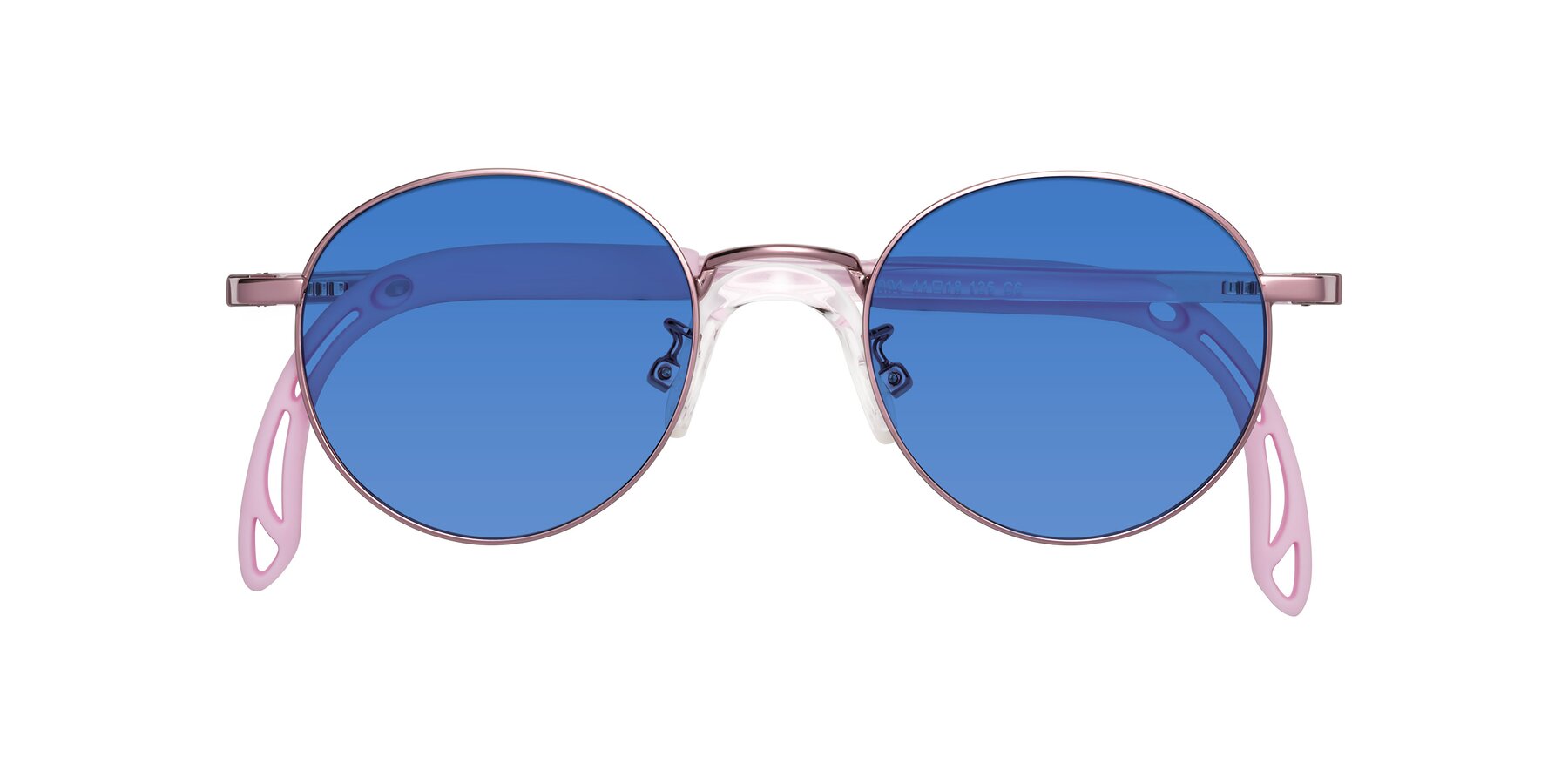 Folded Front of Macaulay in Artist Pink with Blue Tinted Lenses