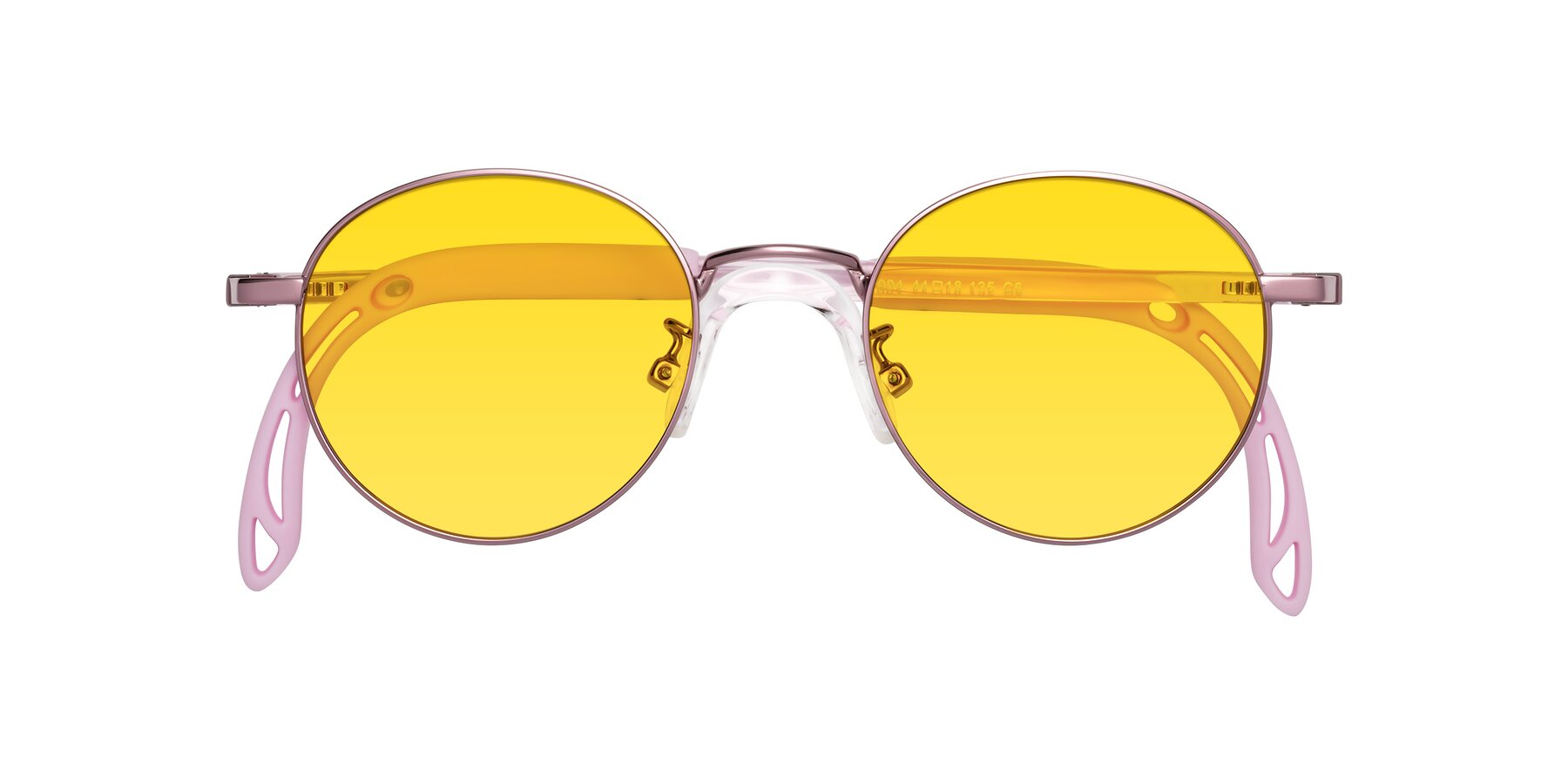 Folded Front of Macaulay in Artist Pink with Yellow Tinted Lenses