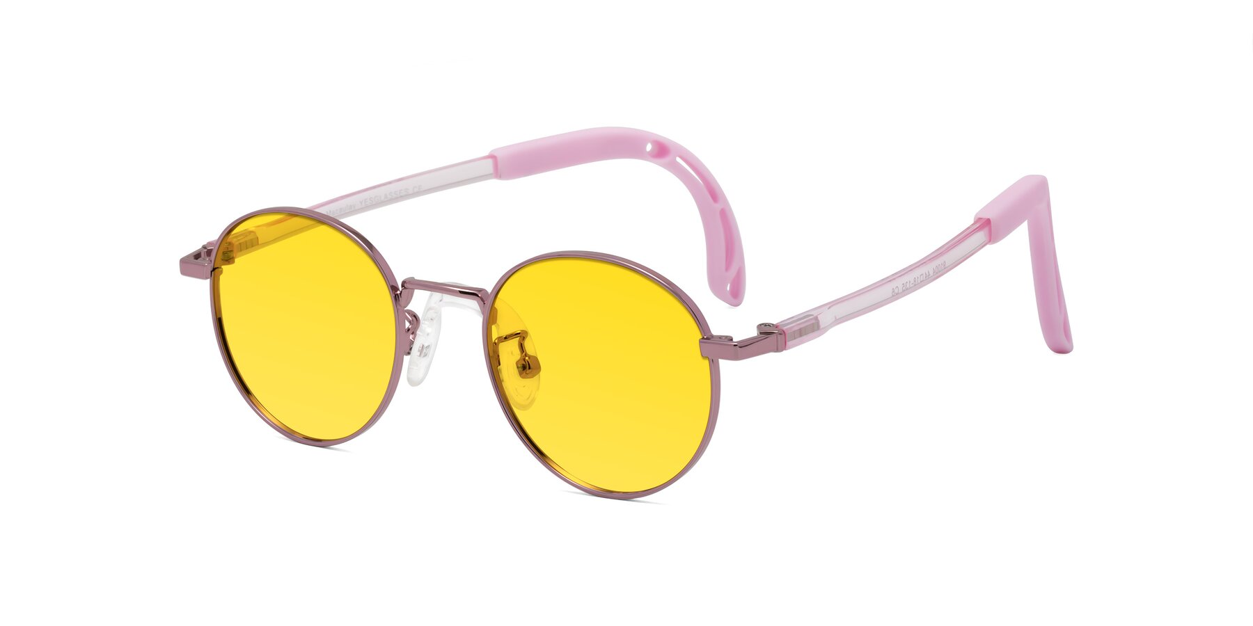 Angle of Macaulay in Artist Pink with Yellow Tinted Lenses