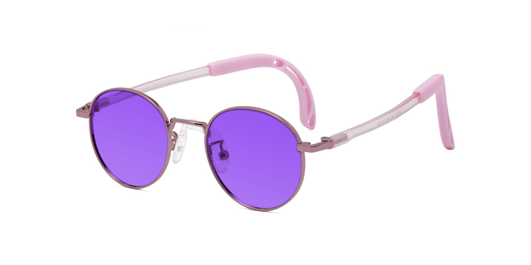 Angle of Macaulay in Artist Pink with Purple Tinted Lenses