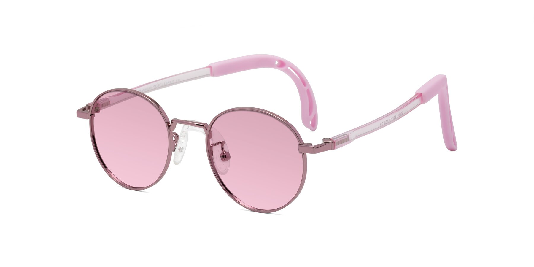 Angle of Macaulay in Artist Pink with Light Wine Tinted Lenses