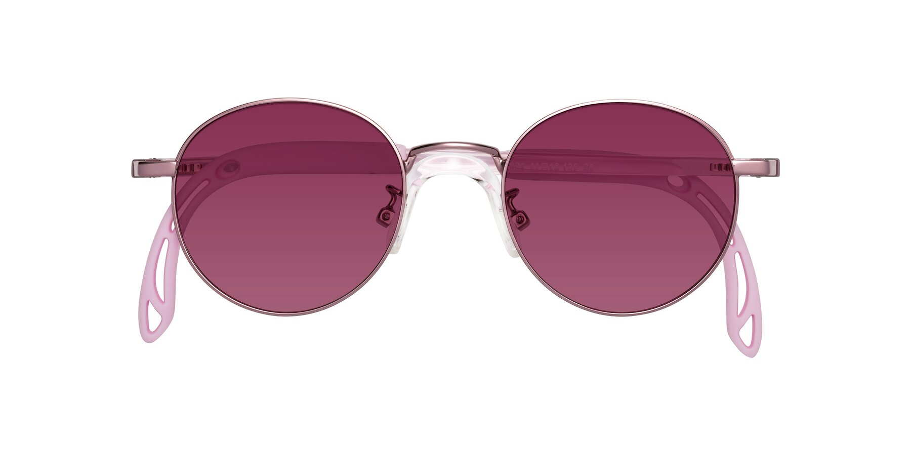 Folded Front of Macaulay in Artist Pink with Wine Tinted Lenses