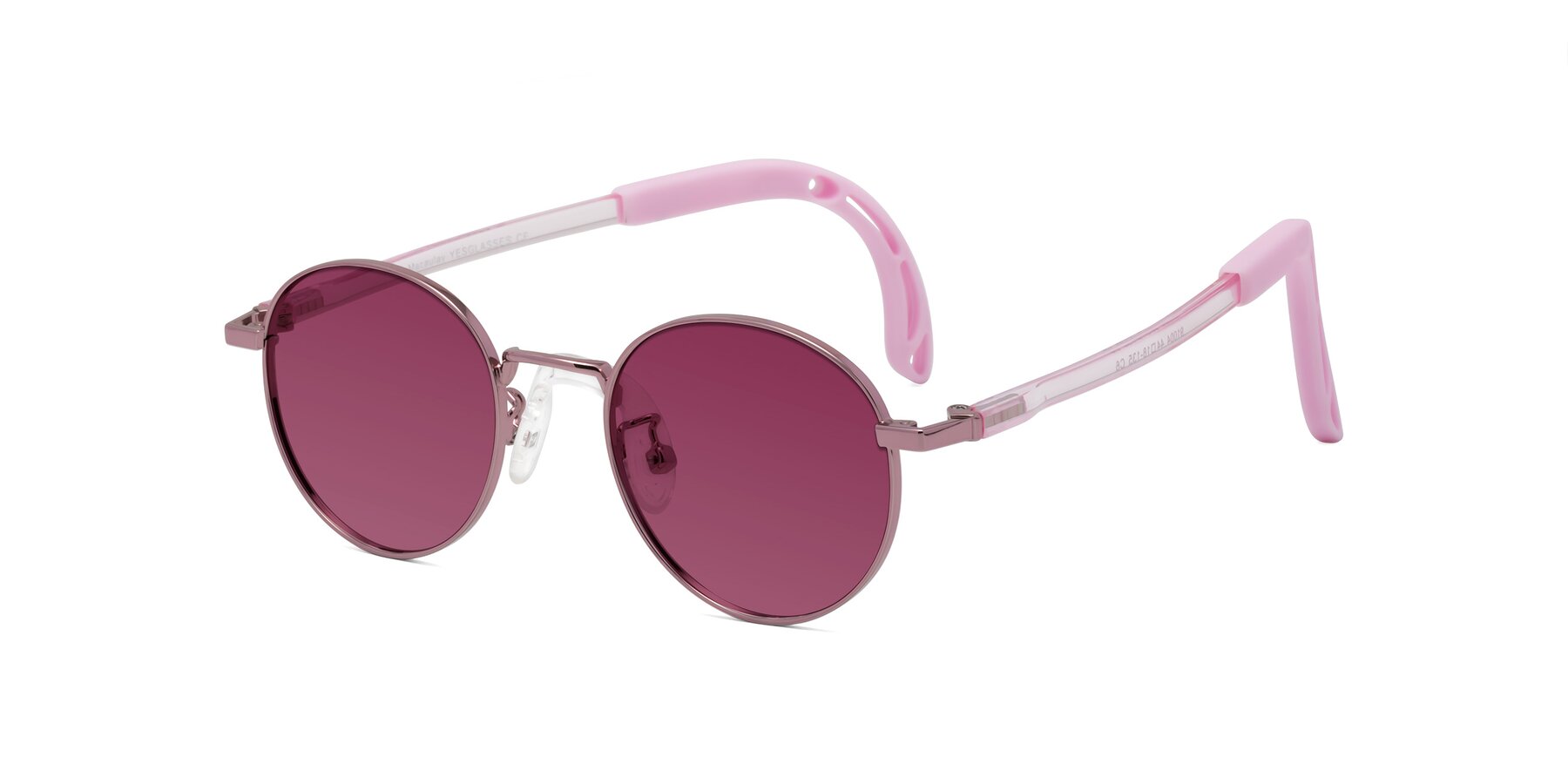 Angle of Macaulay in Artist Pink with Wine Tinted Lenses