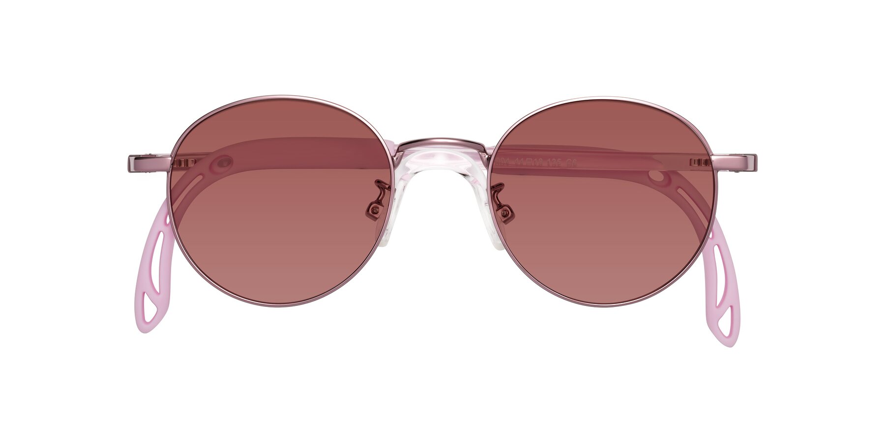 Folded Front of Macaulay in Artist Pink with Garnet Tinted Lenses