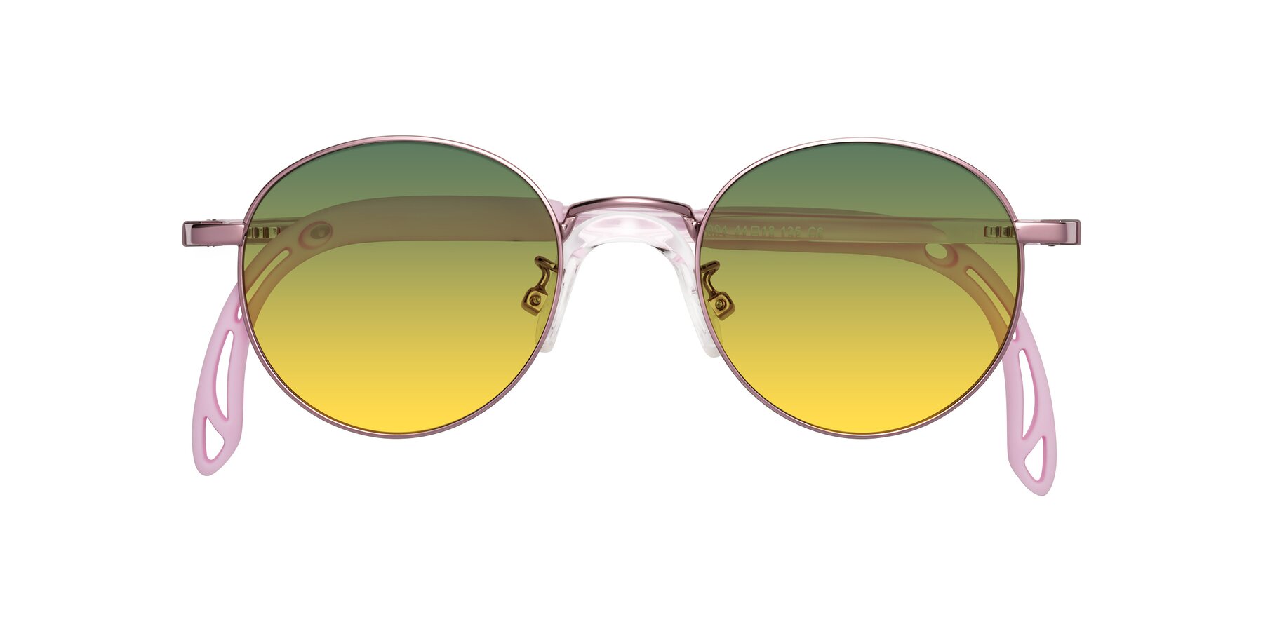 Folded Front of Macaulay in Artist Pink with Green / Yellow Gradient Lenses