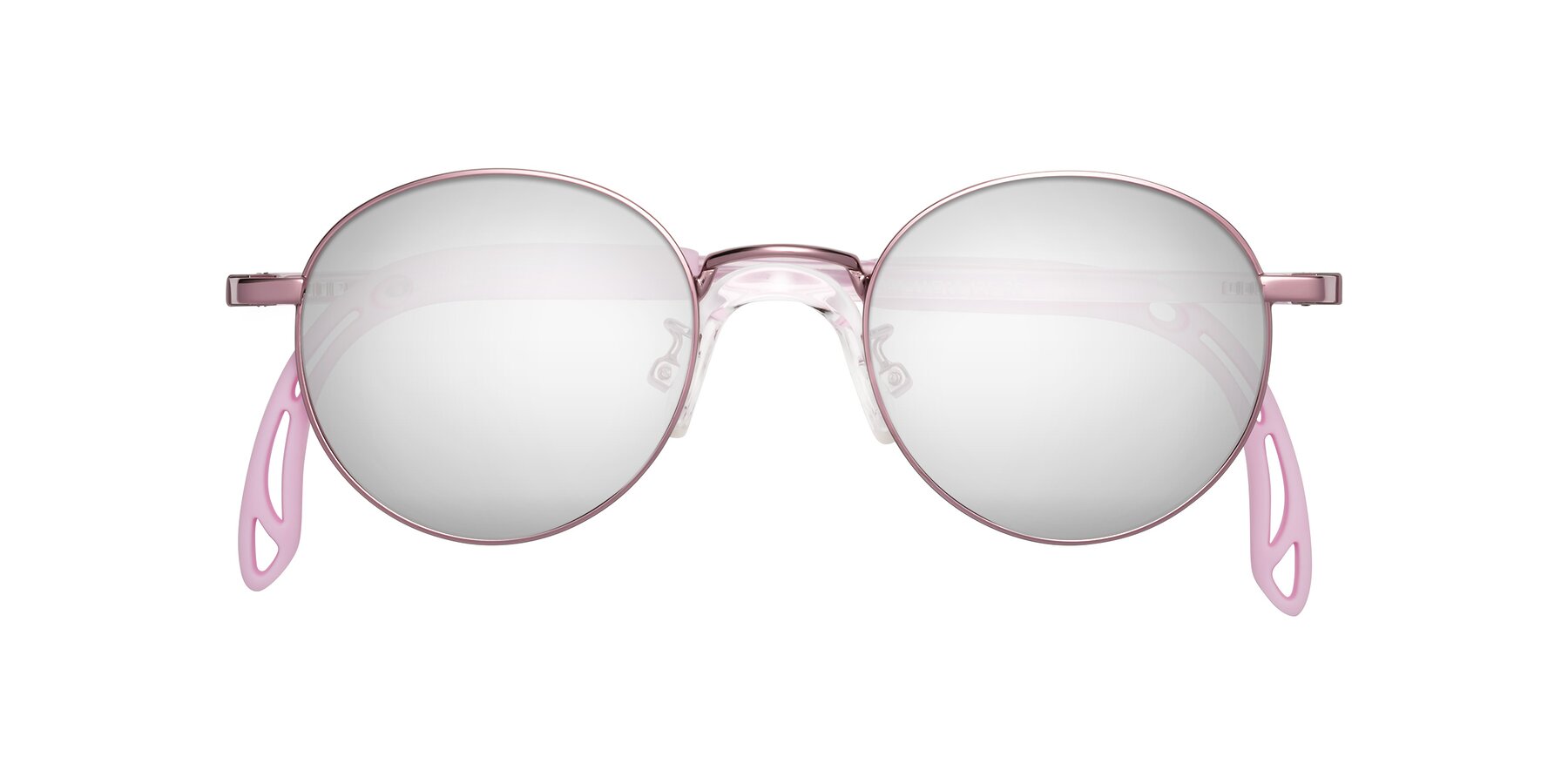 Folded Front of Macaulay in Artist Pink with Silver Mirrored Lenses