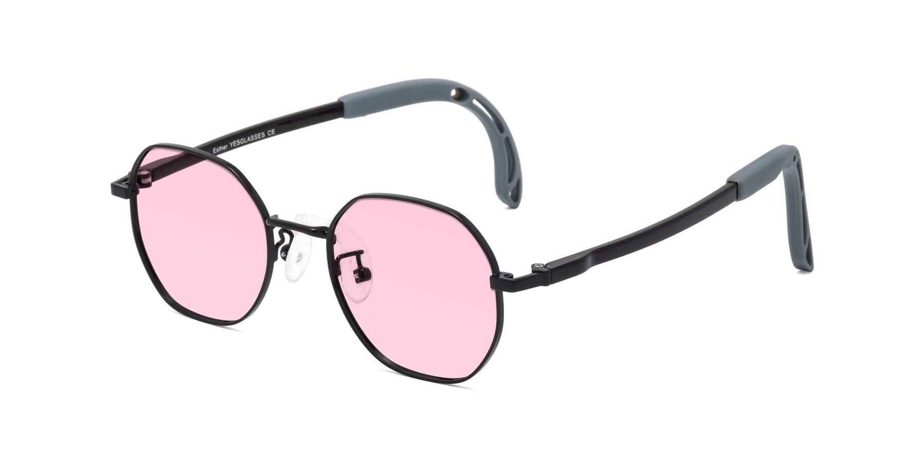 Angle of Esther in Ninja Black with Light Pink Tinted Lenses