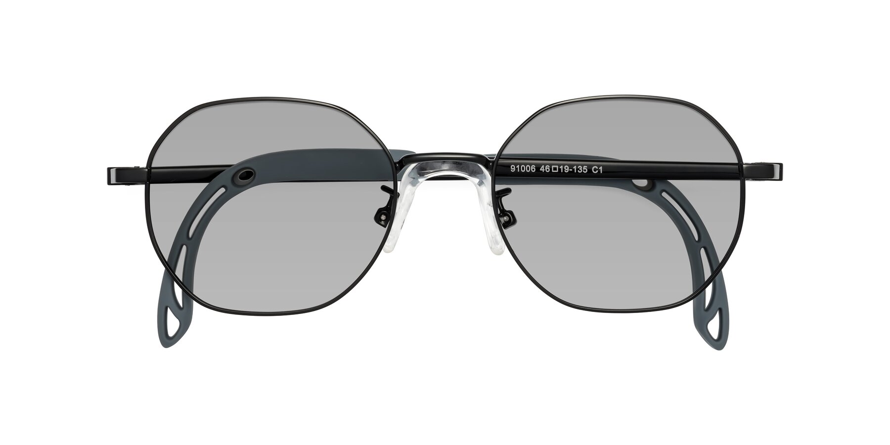 Folded Front of Esther in Ninja Black with Light Gray Tinted Lenses