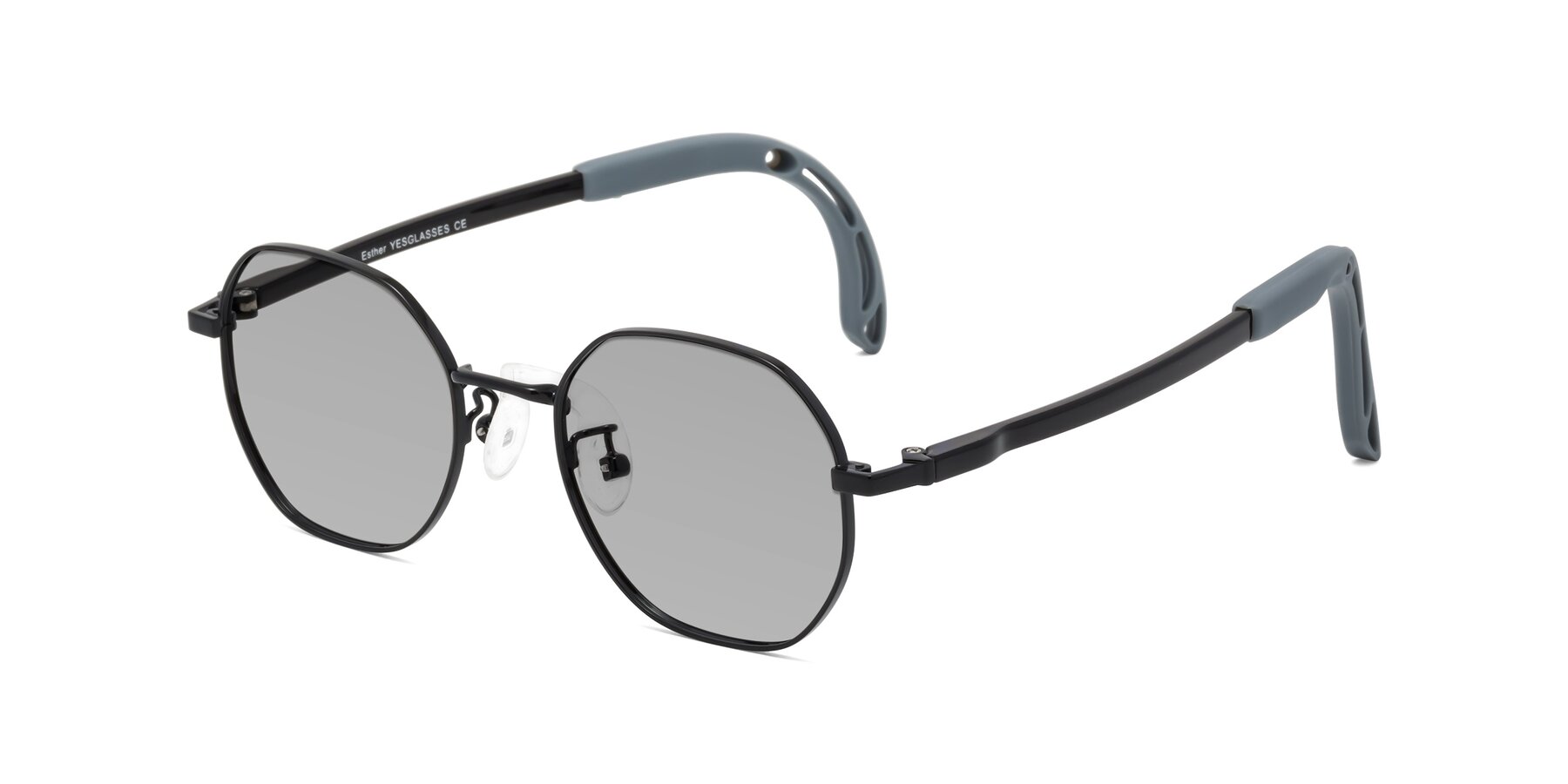 Angle of Esther in Ninja Black with Light Gray Tinted Lenses