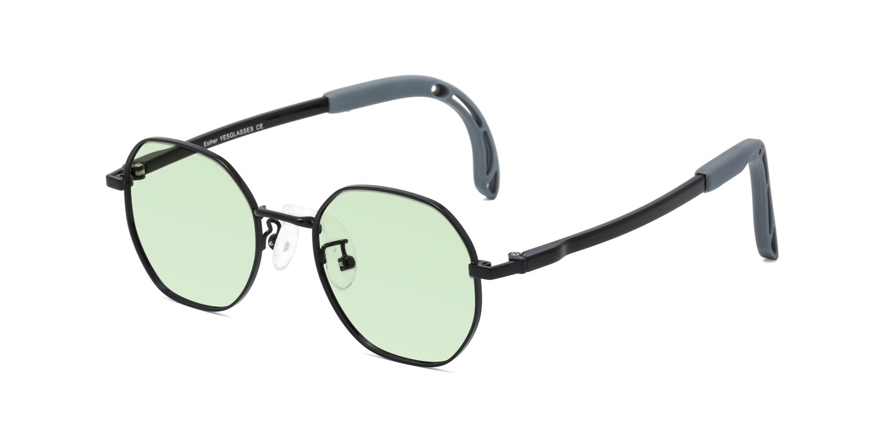 Angle of Esther in Ninja Black with Light Green Tinted Lenses