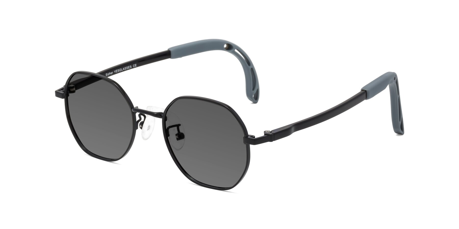 Angle of Esther in Ninja Black with Medium Gray Tinted Lenses