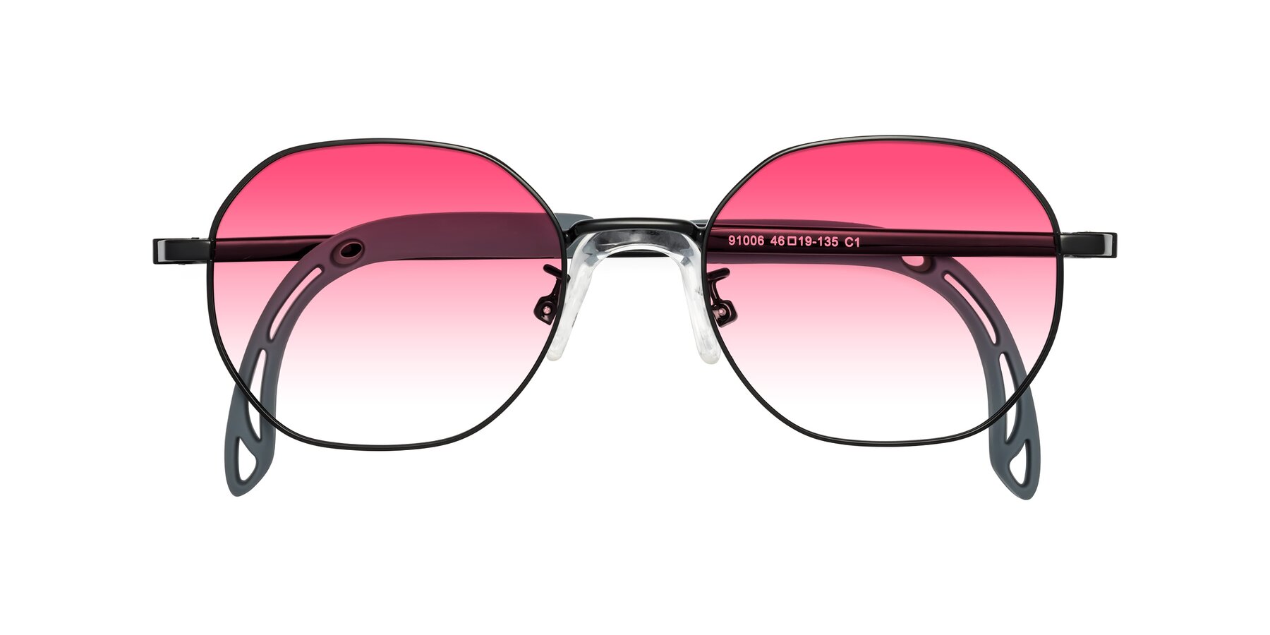 Folded Front of Esther in Ninja Black with Pink Gradient Lenses